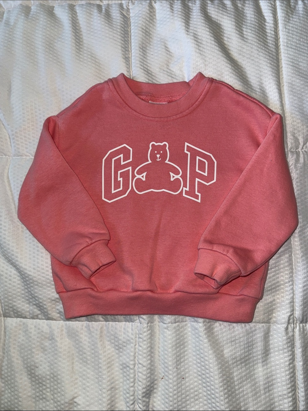GAP Coral Pink Bear Logo Kids Sweatshirt